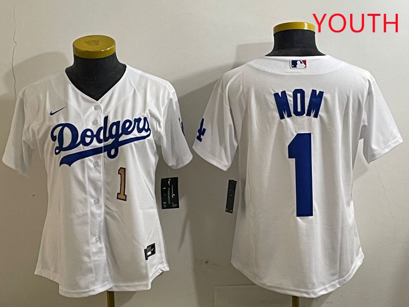Youth Los Angeles Dodgers #1 Mom White Game 2025 Nike MLB Jersey style 3